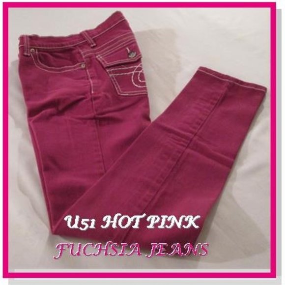 U-51 Denim - ❤ U-51 HOT PINK/FUCHSIA JEANS WITH EMBROIDERY ❤